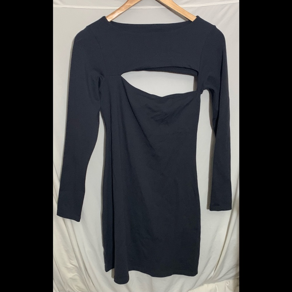 SUSANA MONACO Cut Out Dress Onyx Grey Black Small